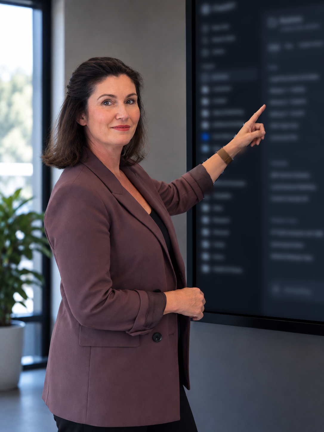 Linda Cunningham at a screen, walking through an AI workspace